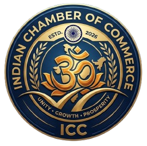 Indian Chamber of Commerce seal. Unity, Growth, Prosperity. Established 2026.